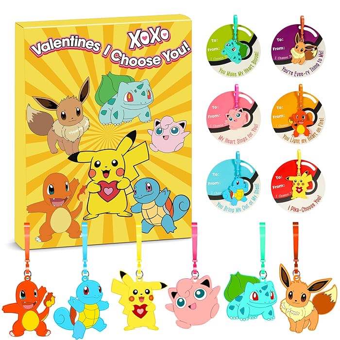 Valentines Day Cards For Kids School - 24 Pack Kids Valentines Day Gifts Keychain Toy, Party Favors Classroom Prizes, Bulk Toys for Boys Girls Kids Valentines Day Cards