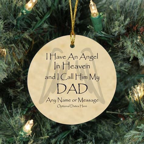 Christmas Ornaments Angel Wings I Have a Angel Watching Over Me I Call Him Dad Heaven Ornaments Loss of Loved One Remembrance Keepsake Sympathy Gift with Silk Ribbon & Red Gift Box