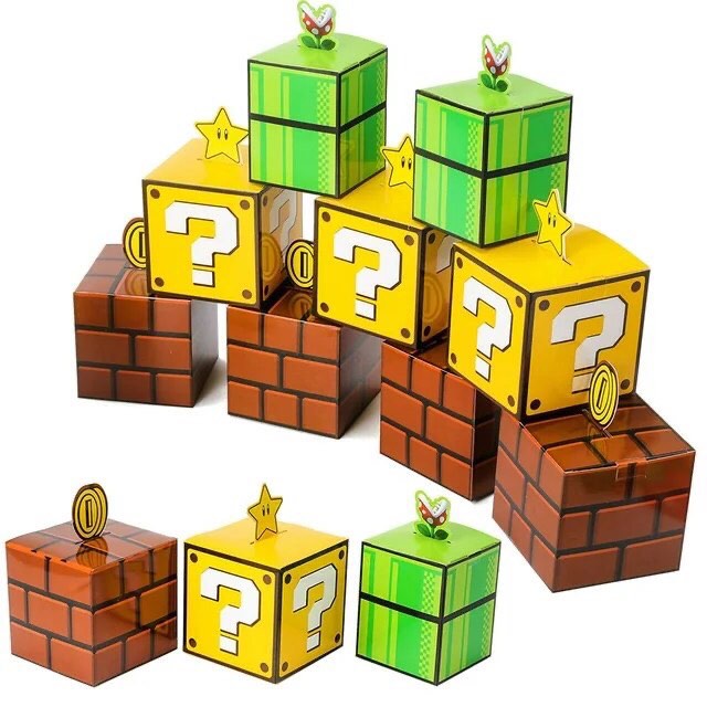 ZEZGERS Super Theme Brick EC36&nbsp;Water Pipe Question Mark Treat Boxes Snack Goody Cardboard Bag Perfect Or Gift Giving Birthday Party Favors Decorations Supplies Gift Wrap Boxes(24PCS)