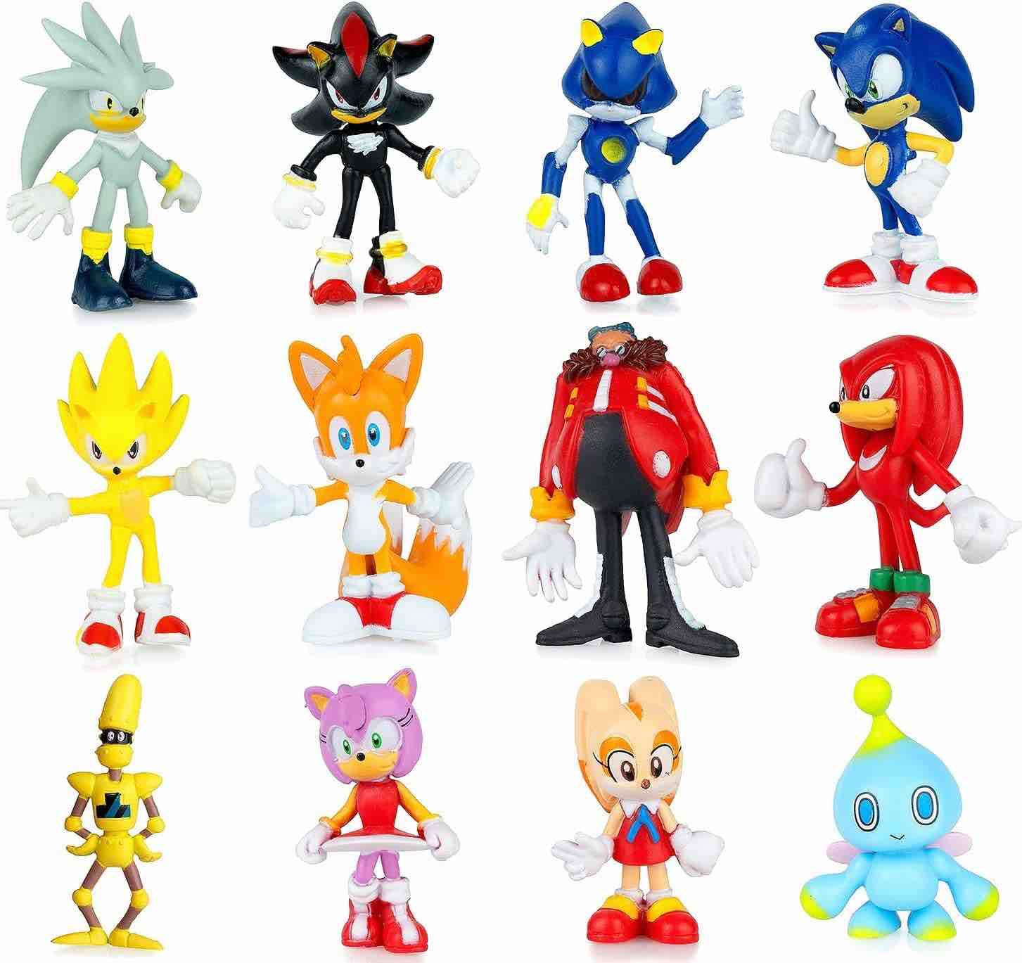 DIPPCO 12-Pack Sonic Toys for Party Decorations (1.58-2.3 inches)