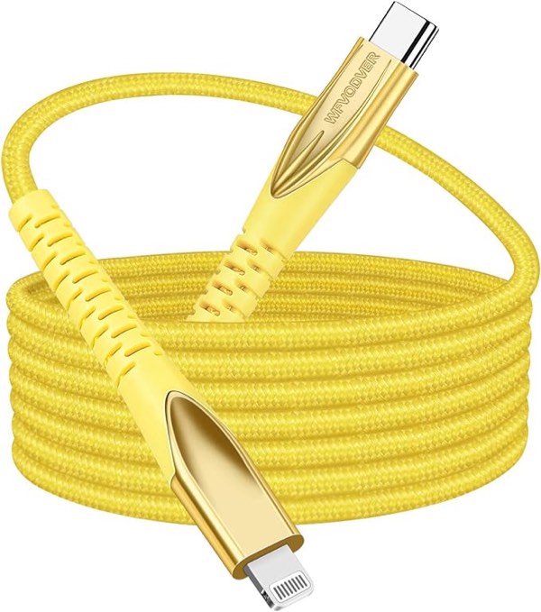 WFVODVER USB-C to Lightning Cable [MFI Certified] 10FT/3M iPhone 12 Nylon Braided Type C Fast Charging Cable Compatible with iPhone 12/12Mini/12 Pro/11/11Pro/11 Pro Max/X/XS/XR/XS MAX (Gold)
