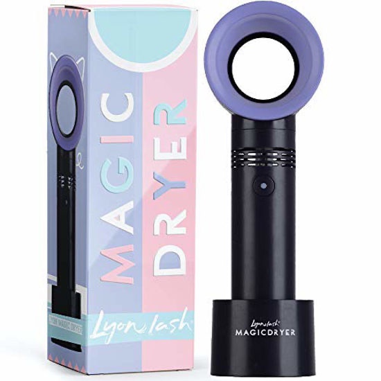 Lyon lash Portable USB Rechargeable Bladeless Mini Fan/Air Conditioning Blower/Handheld Cooling Dryer, Essential Eyelash Extension Supplies, Dries Eyelash Extensions Glue/Adhesive Rapidly (Black)
