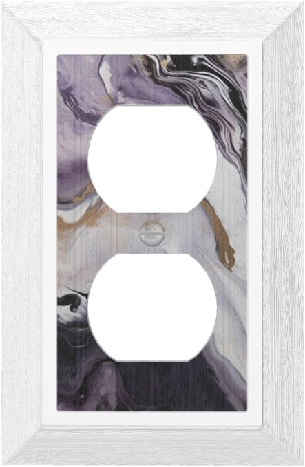 Purple Marble Golden Grain Outlet Cover Switch Wall Plate Decorative 1 Gang Light Switch Covers 4.9x3.15 Inch