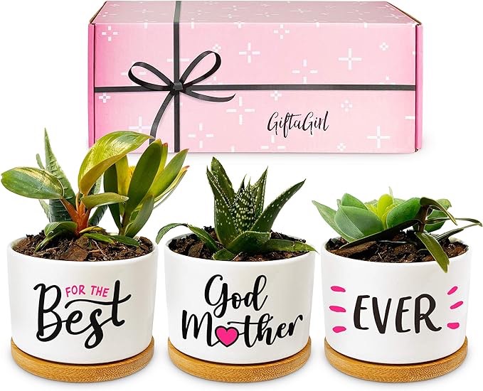 GIFTAGIRL Godmother Gifts from Godchild for Birthday or Christmas - Sweet Godmother Gifts from Godchildren, Our Pretty Pots are Cute Godmother Gifts for Christmas, and Arrive Beautifully Gift Boxed