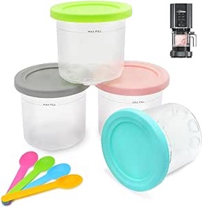 TERWOK Ice Cream Pints Containers - 4 Pack Ice Cream Containers and Lids Replacement for Ninja Creami Compatible with NC300,NC301,CN305A,CN301CO(4)