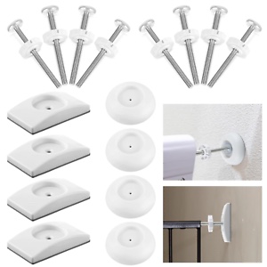 SASYLVIA 8 Sets Gate Replacement Parts for Baby Pet, Safety Gate Extender Extension, Gate Threaded Spindle Rods 8mm Accessory Screw Bolts with 8 Wall Protector for Baby Pressure Mounted Stair Gate