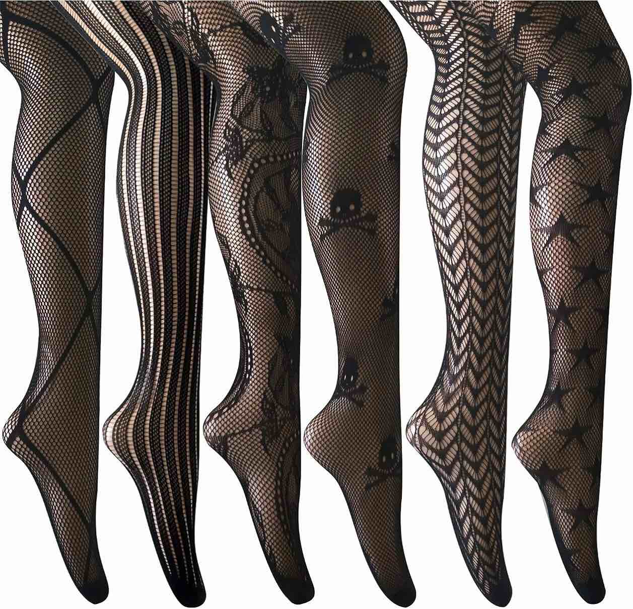 ANDIBEIQI Women Patterned Pantyhose Stockings for Party (2 Pairs, Black) — Content May Vary