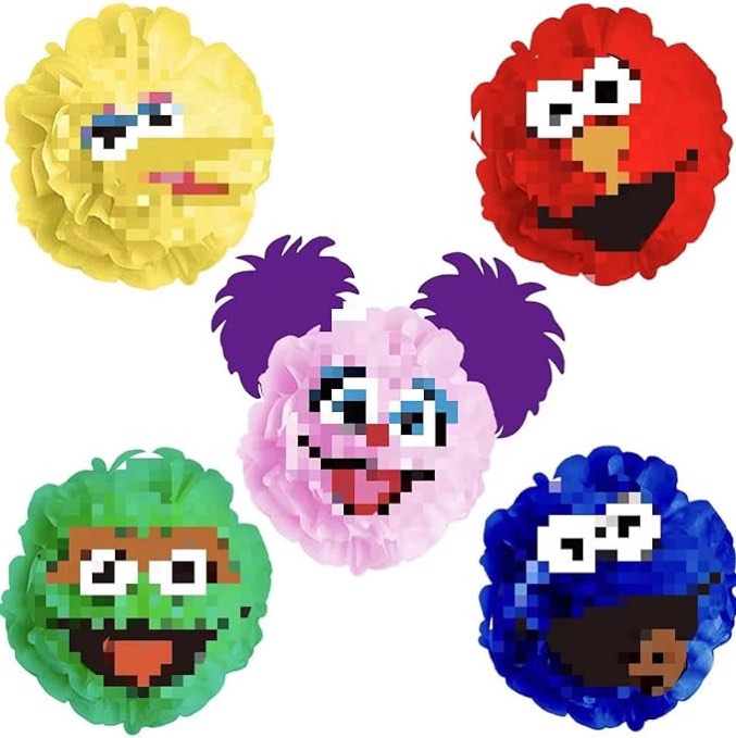 Sesame Street Honeycomb pom Flower Decorations 5 Pack