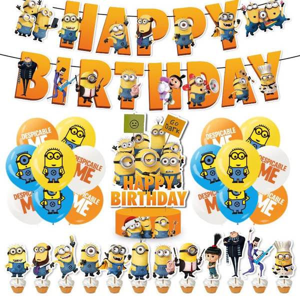 60Pcs Birthday Decorations, Party Supplies 002 ( minions )