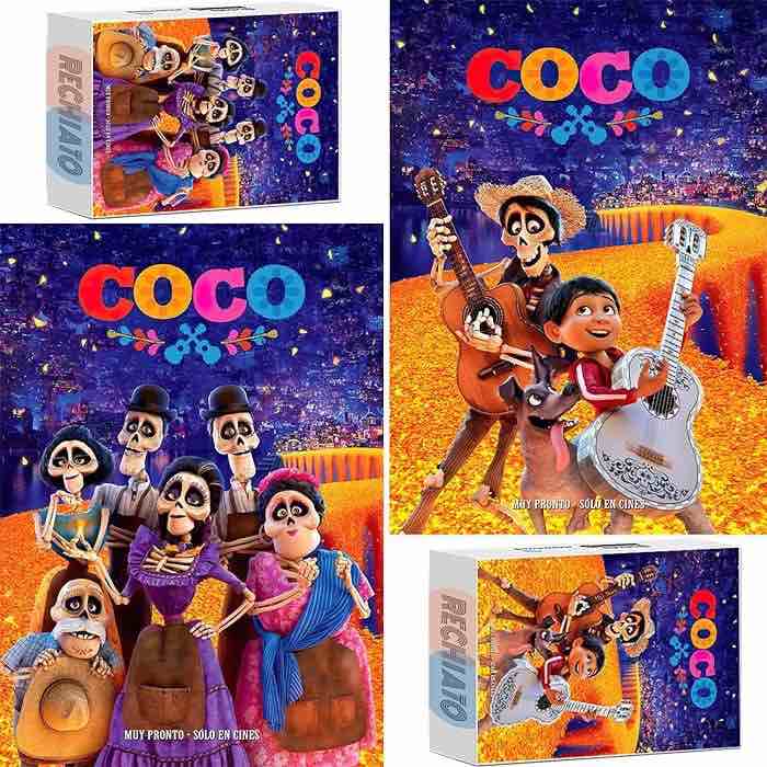 RECHIATO 2 Pack 1000 Pieces Coco Anime Puzzles, Movie Jigsaw Puzzles for Adults 1000 Pieces and Up, Christmas Puzzle for Home Holiday Decoration, Puzzle Gift for Women & Mom