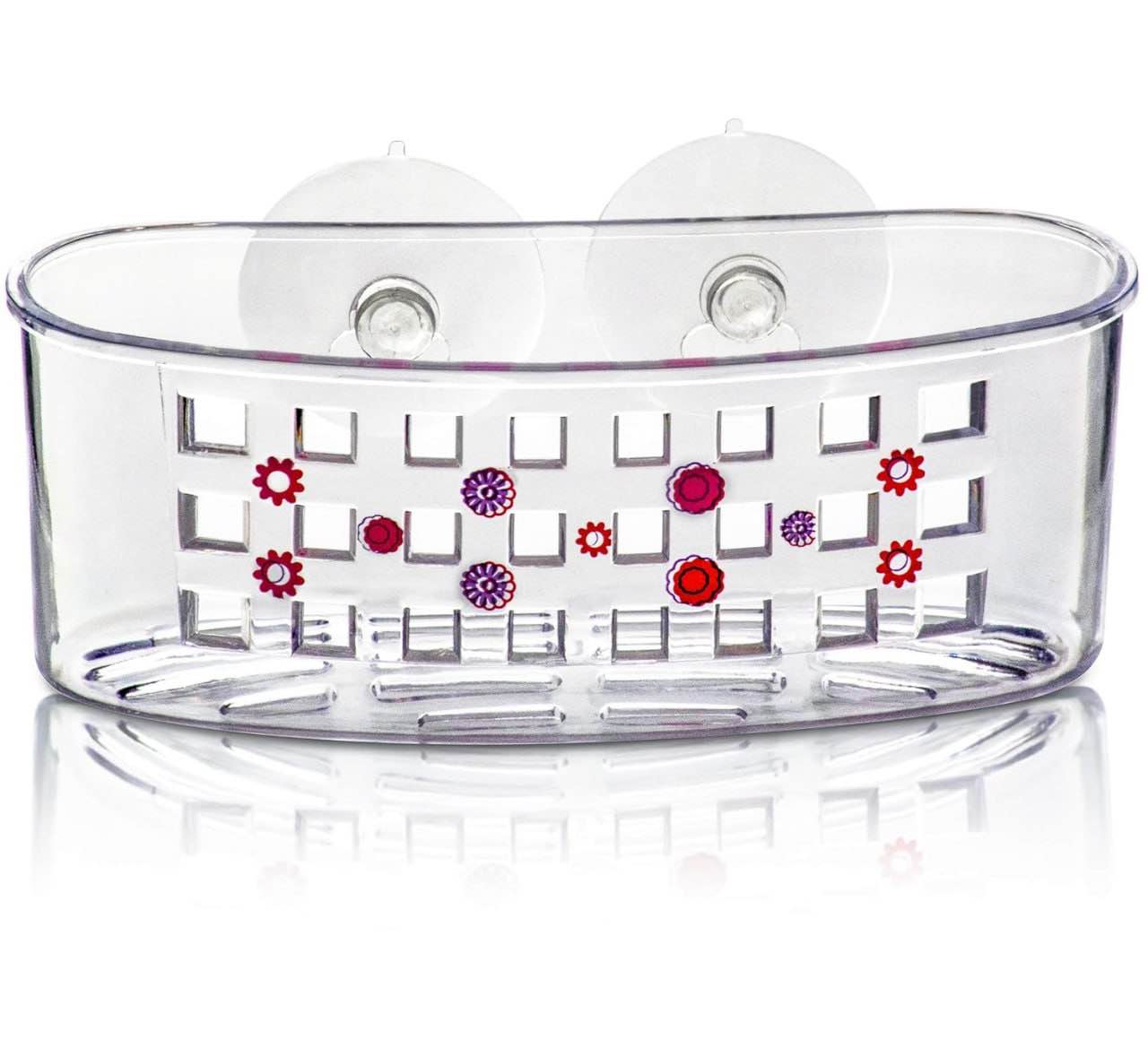 DecorRack Bath Caddy with Suction Cups, 6.5” Long, 2.5” High, Clear Acrylic Plastic, Perfect Bathroom Decor, Hold Soap, Sponge, Razors, Lotion, Toiletries, Space Saving Shower Organizer (1 Pack)