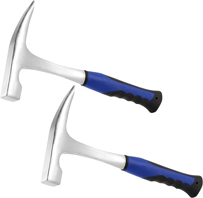 DIKNAAM 2 Pack 32 OZ Rock Pick Hammer, All Steel Geological Hammer with Pointed Tip and Shock Reduction Grip for Mining, Geological Prospecting, Camping