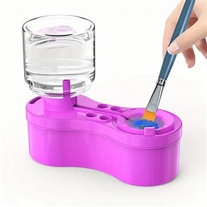 Goard Paint Brush Cleaner Watercolor Brush Rinser with Drain Cleaner Rinse Cup Paint Water Dispenser Oil Paint Brush Cleaner for Acrylic and Water Based Painting Craft Supplies Tools (Purple)