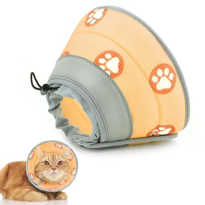 Supet Cat Cone Collar Soft to Stop Licking, Cat Recovery E Collar for Small Large Cats, Cat Neck Cone Alternative for Cats Kittens Orange S