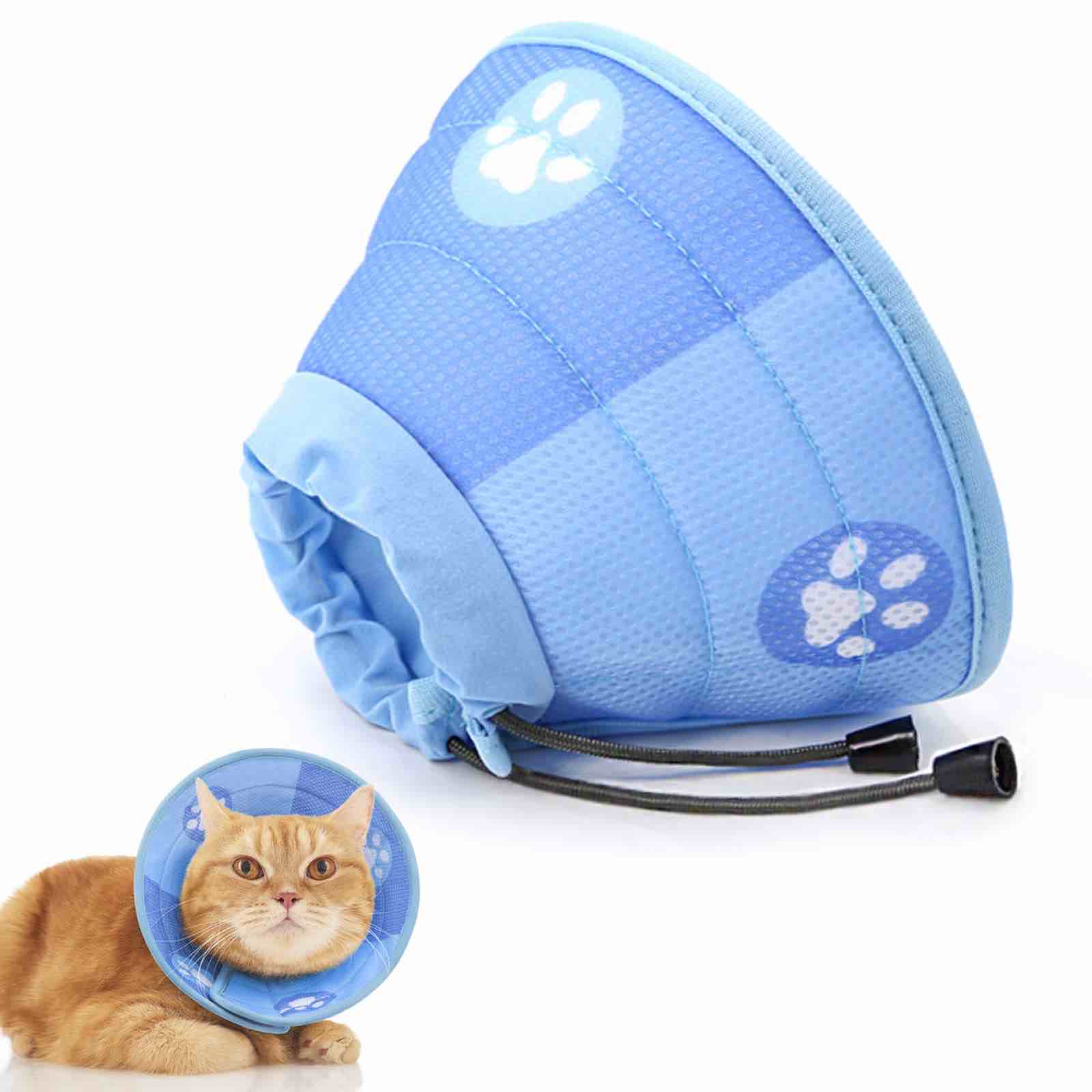 Supet Cat Cone Collar Soft Cat Recovery Collar for Small Large Cats Adjustable Elizabethan Collar for Cats Kittens Blue S (neck: 5.5-9.5")