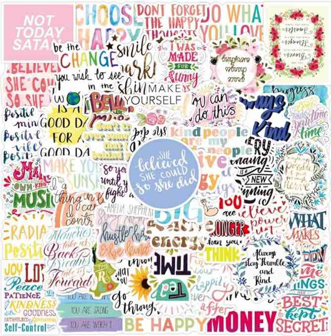 100Pcs Inspirational Stickers, Motivational Stickers for Water Bottles Positive Quote Stickers Journaling Scrapbook Aesthtic Waterproof Vinyl Laptop Stickers for Teens Adults Kids Teachers (100pcs)