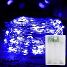 Malgero Battery Operated Fairy String Lights, 1PACK 50LED 16.4Ft Blue Christmas Lights Indoor with Timer, Silver Copper Wire Outdoor Waterproof Lights for Home,Party, Wedding