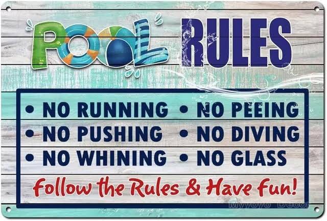 Ibusy Funny Aluminum Pool Rules Sign For Outdoor, No Diving No Running No Peeing No Lifeguard On Duty Sign, Pool Warning Signs Outdoor, Pool Warning Signs 8 X12 Inch