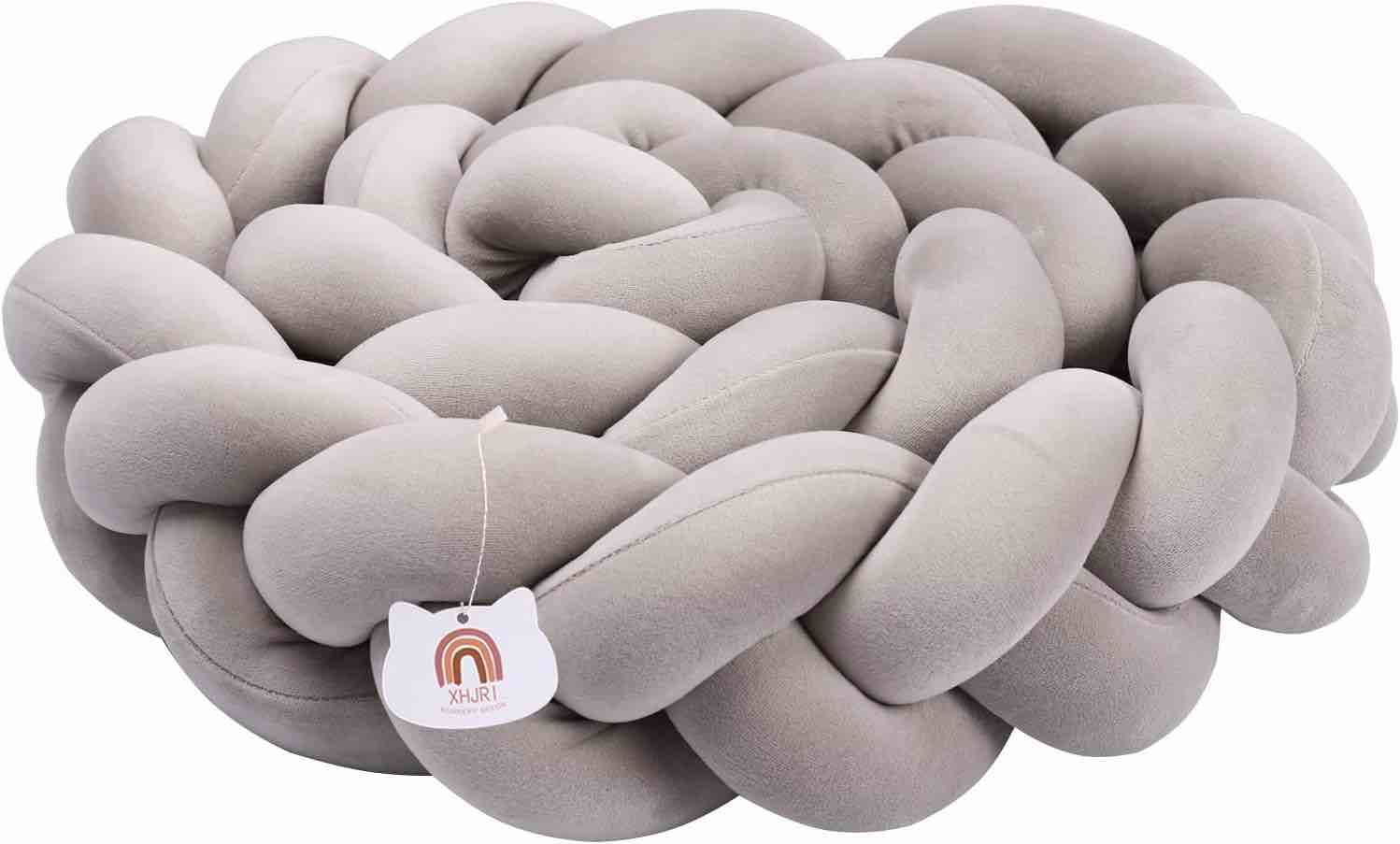 XHJRI Soft Cushion Knot Pillow - Suitable for Home Decor and Furniture Decoration, Bed Gap Filling Cushion Plush for Boys/Girls Gift Decoration (Grey, 157 inches, Pack of 1)