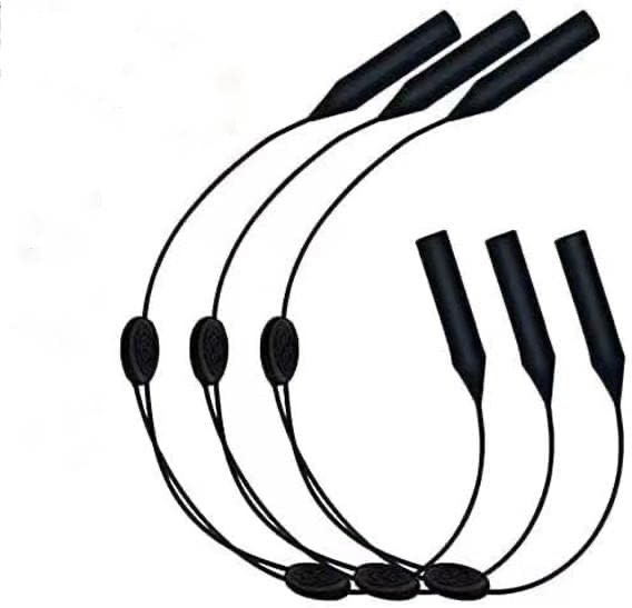 JEYE Adjustable Glasses Strap,No Tail Sunglasses Strap,Anti-Slip Eyeglasses Straps, Waterproof Sports Eyewear Holder,Black Durable Glasses Straps for Men Women 14inch (3PCS), Black, 14inch