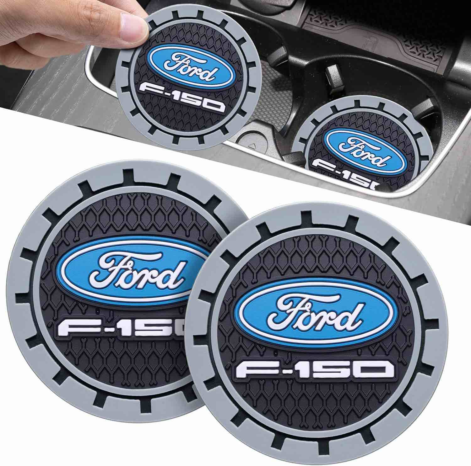 Car Cup Coaster, 2PCS Universal Non-Slip Cup Holders, Compatible with Ford F150 Car Cup Holder Coasters?Car Drink Coaster Holder Accessory, Black