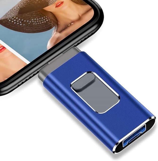 USB 3.0 Flash Drive 2000GB Intended for iPhone iPad, USB Memory Stick External Storage Thumb Drive Photo Stick Compatible with iPhone/iPad/and Computer (Blue)