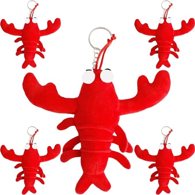 Toyvian 5pcs Lobster Doll Keychains Stuffed Animal Plush Keychain Toy Soft Crab Doll Keychains Cute Lobster Key Rings Decor for Kids Bag, Purse, Backpack, Handbag, Key 17cm/6.68in