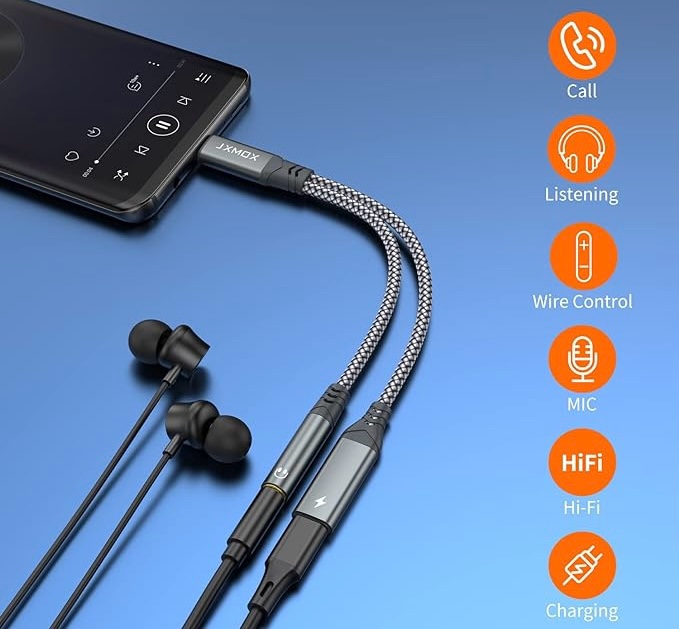 USB C to 3.5mm Headphone and Charger Adapter