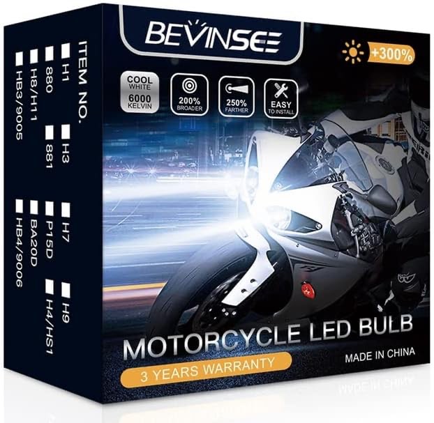 CARS - Bevinsee H7 H4 H11 H1 LED Light For Car 9005 HB3 9006 HB4 880 881 H8 LED Fog Light 12V BA20D P15D H3 Motorcycle Light Bulbs A18 (Moto Light Packaging SA)