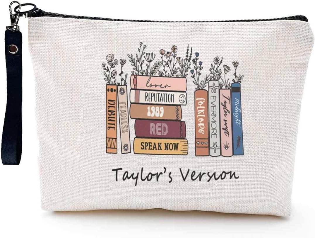 Comanro Music Lover Merch Makeup Bag, Singer Fans Cosmetic Bag, TS Fans Gift Music Lover Merchandise, Portable Stationary Storage Organizer, Friendship Travel Makeup Bag for Girls (TEN ALBUMS)