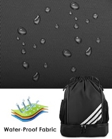 BROTOU Sports Backpacks Waterproof Drawstring Backpack Sports Gym Bag with Shoe Compartment and Water Bottle Holder