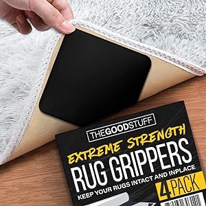 Rug Grippers for Hardwood Floors — 4-Pack of Rug Grippers for Area Rugs - Make Your Runner or Rug Grip to Flooring - Anti Slip Rug Grippers for Tile Floors, Rug Grips for Hardwood Floors