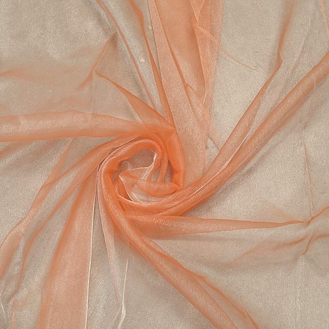 Organza Fabric 5 Yard Bridal Solid Sheer Organza Fabric Bolt for Wedding Dress, Fashion, Crafts, Decorations Silky Shiny Organza 44" - (Peach)