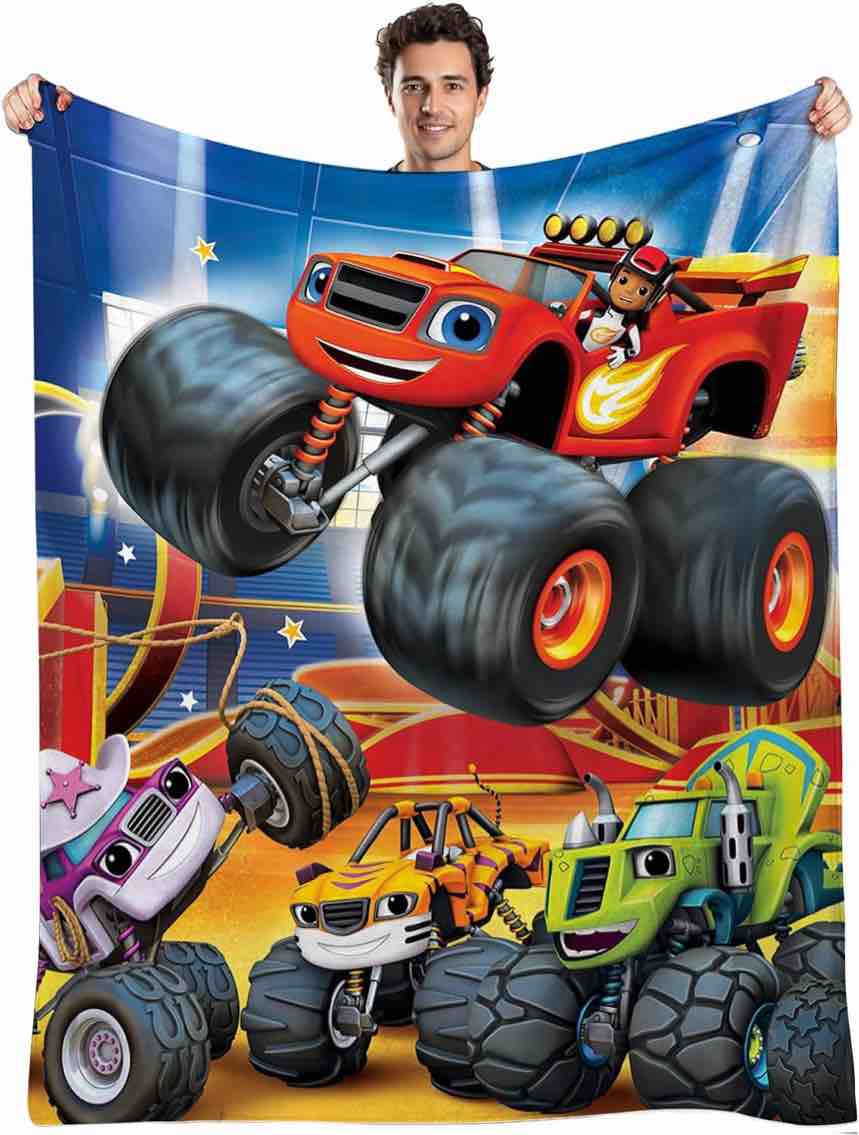 ROGNER Monster Truck Gift Blanket Warm Flannel Throw Blanket for Kids Adults Perfect Truck Gift Cozy Fuzzy Plush Blanket 50x60in for All Season