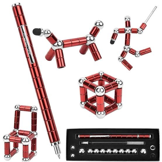 QAQcew Fidget Pen, Decompression Magnetic Fidget Toy Pen, Magnet Pen Fidget Toy Relieve Pressure Novel Toy Gift for Kids or Friends! (Red)