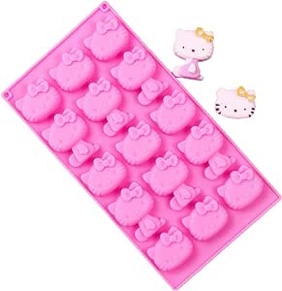 15 Cups Hello Kitty Silicone Chocolate Mold, Fondant Candy Molds, Ice Tray, Cookie Mold for Sugarcraft, Birthday Cake Decoration, Gum paste Icing, Cupcake Topper Decorating and DIY Baking Tools