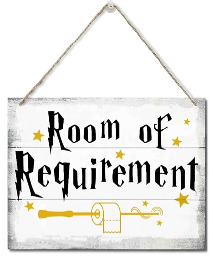 Funny Room of Requirement Sign — Hanging Printed Wall Plaque Wood Signs, Hanging Wood Sign Home Decor, Farmhouse Signs For Bathroom, Funny Wizardry Theme Bathroom Decor Wall Art Sign (10 X 7.8 inches)