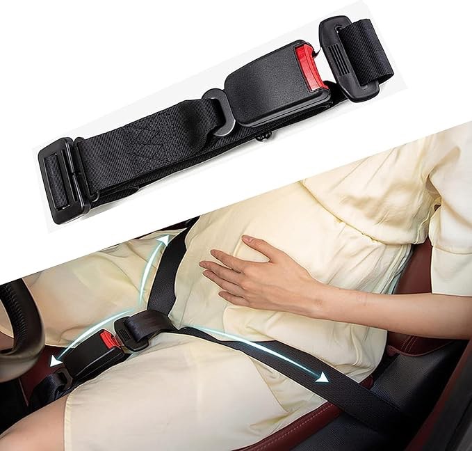 Pregnancy Seat Belt Adjuster - Seat Bump Strap for Pregnant Women - Prevent Abdomen Compression and Protect Belly- Pregnancy Must Haves Maternity Seat Cover Belt for Expectant Mothers (BLACK)