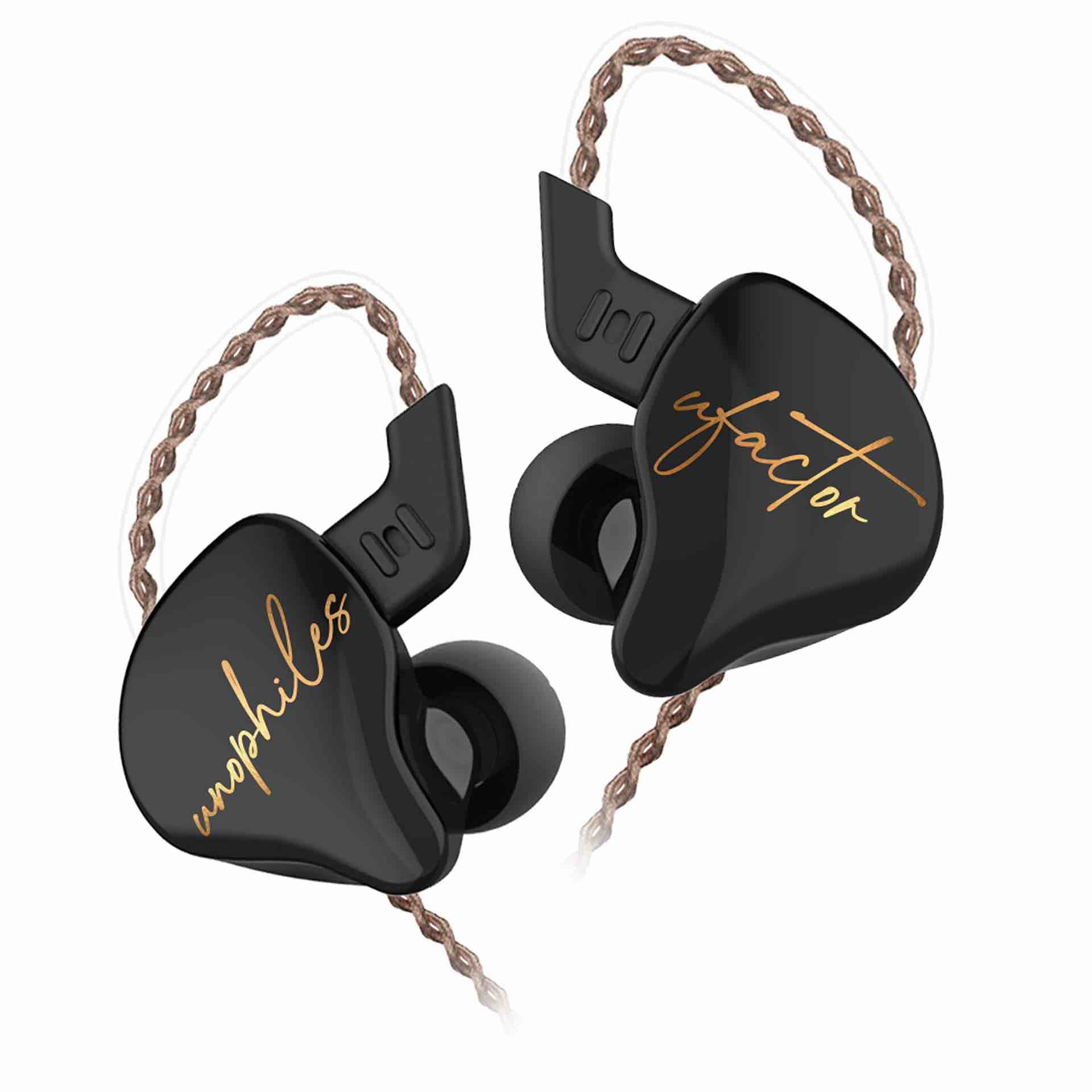 UNOSOUNDS Earbuds Corded, in Ear Wired Headphones, Stereo Hi-Fi with Detachable 2 Pin Cable and Built-in Mic, Lightweight with Leather Case (Black) U Factor