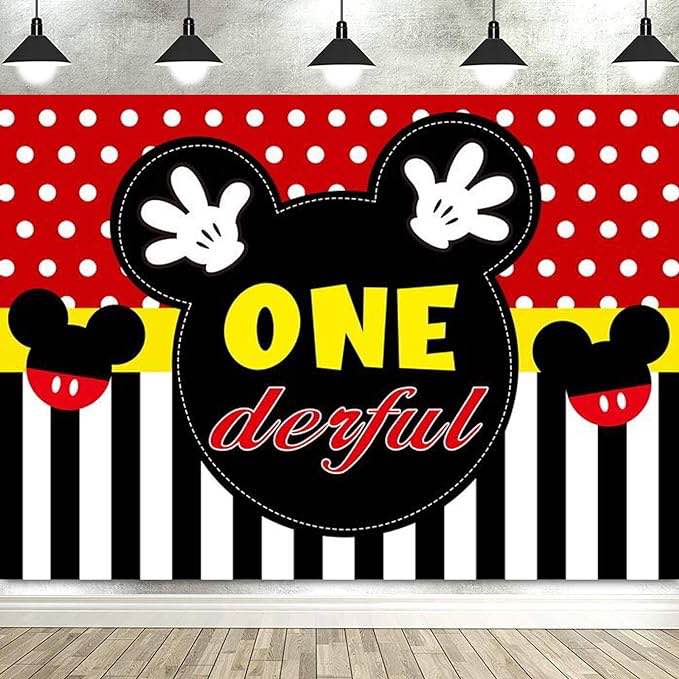 7x5 FT Mouse 1st Birthday Photography Backdrop Mouse Inspired Onederful Photo Background Mouse 1st Birthday Baby Shower Party Supplies Photo Studio Props Decorations Banners