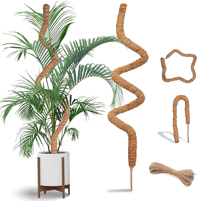 HUNIKC Moss Poles for Plants Monstera, Bendable Climbing Plant Stakes Indoor, Handmade Coco Coir Plant Support, Garden Trellis Plant Stick Stakes for Potted Plants (63 Inch 1Pack)