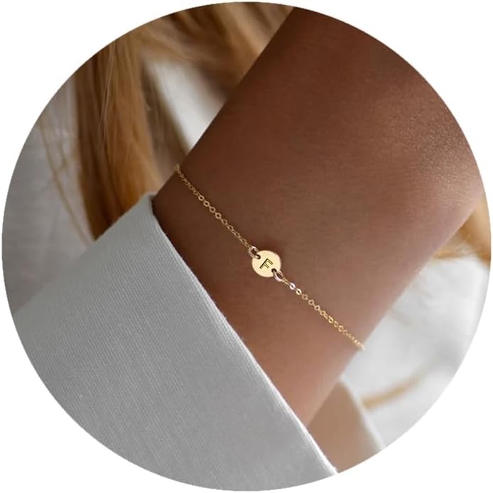 Initial Bracelet, Letter Bracelet, Gold Bracelet, Personalized Name Bracelet, Wife Gifts,Gifts For Mom, Moms Gift, Birthday Gift for her (Letter F)