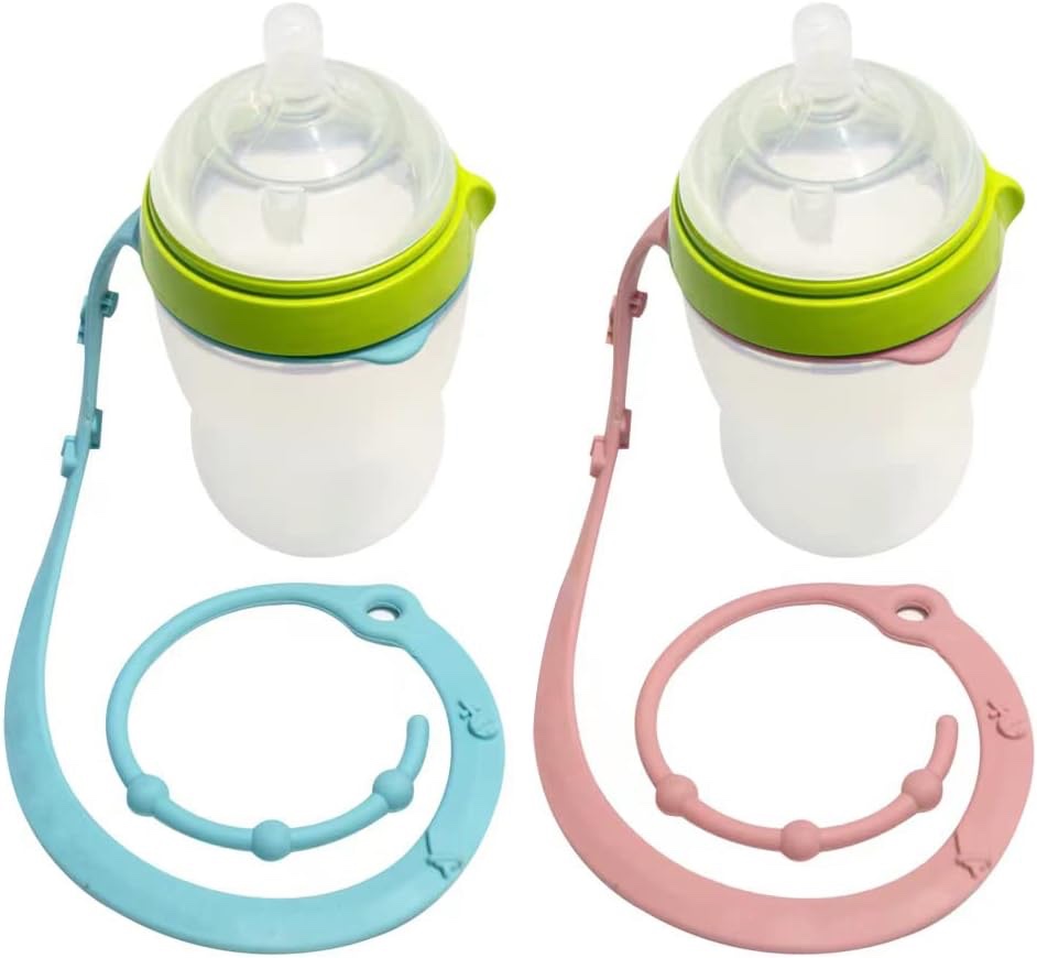 Stroller Water Bottle Strap, 2PK Baby Cup Strap Holder Silicone Sippy Cup Toy Leash Tether for Highchair Carseat
