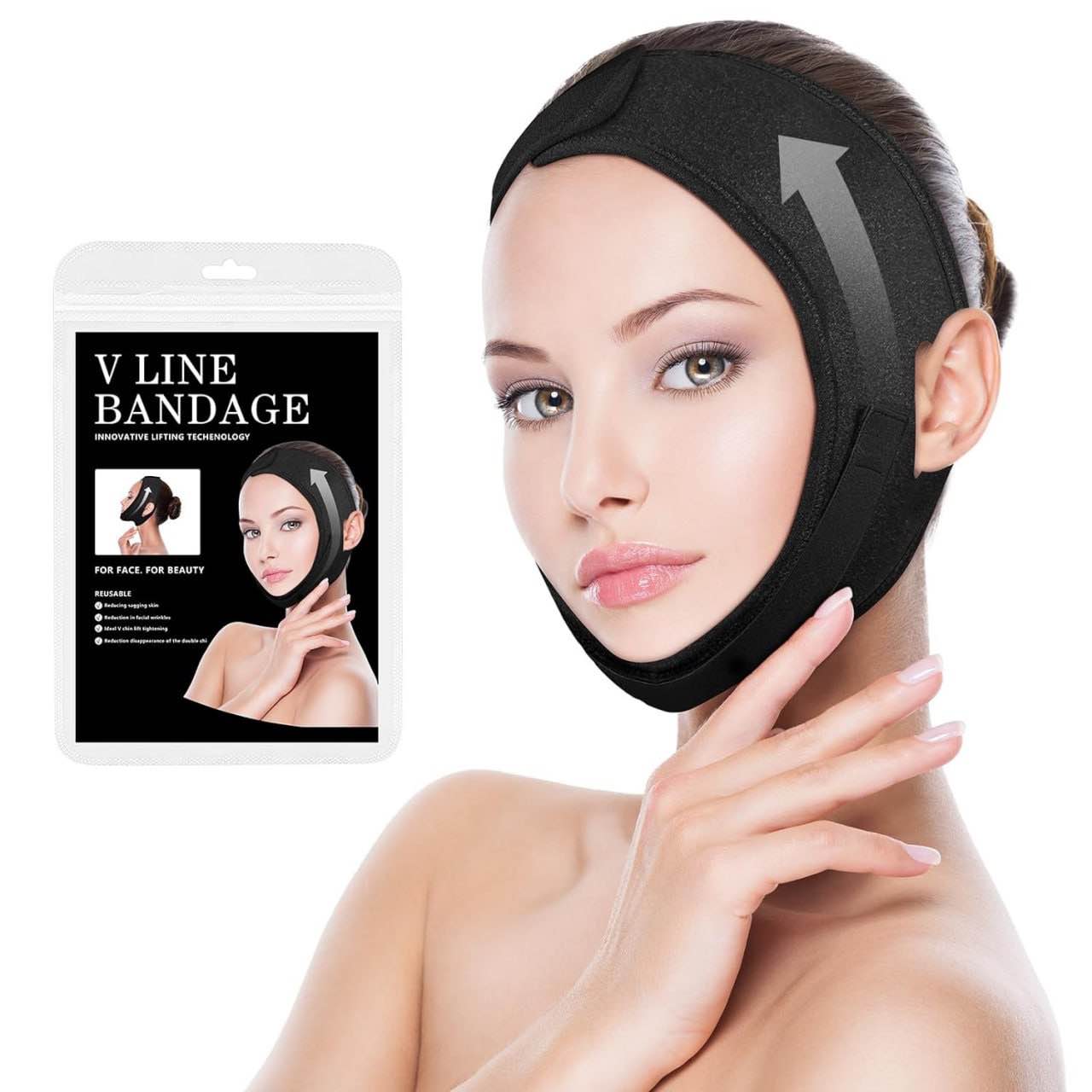 Premium Reusable V Line Mask - Ergonomic Double Chin Reducer, Anti Snoring Chin Strap for Face Lift, Tightening, Anti-Aging - Breathable, Adjustable Design Enhances Contours and Radiance