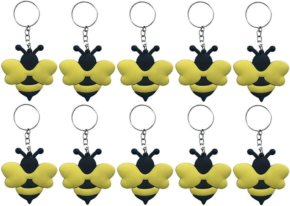 Finduat 20 Pcs Bee Keychains for Bee Theme Party Favors Pendant, Birthday Party Centerpiece Decorations, Baby Shower Party Favors for Kid Toy Ornament Souvenirs Gift