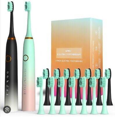 Eoryeo 2-Pack Sonic Electric Toothbrush, 12 heads, 2 Chargers, 40,000 VPM