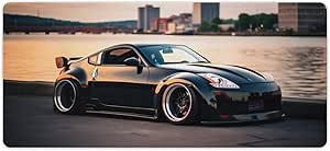 KEOAUYO JDM Car Desk Mats on Top of Desks Pad Japanese Large Mouse Pads Gaming Cool Black Car 350z JDM Big Mousepad for Desktop Keyboard Computer Mat 40x90cm