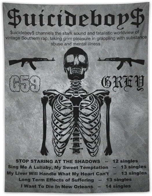 ERGOKRAFT Suicide Hip Hop Music Boys Tapestry,Rapper Poster for College Dorm Party Decorations, Novelty Graphic Wall Hanging Backdrop Party Banner, Hip Hop Room Dorm Home Decor 30"x40"