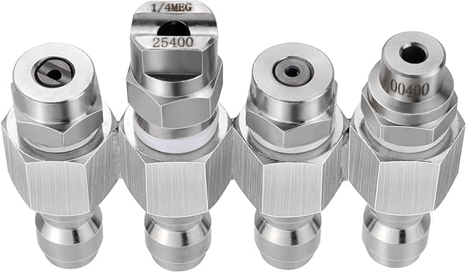 JRod Tip J Rod Pressure Washer Nozzle 4 GPM, 1/4" Jrod Tip Quick Connect for Soft Wash - Stainless Steel J-rod Pressure Washer Tips with 4 Way Jrod Tip Holder Accessories