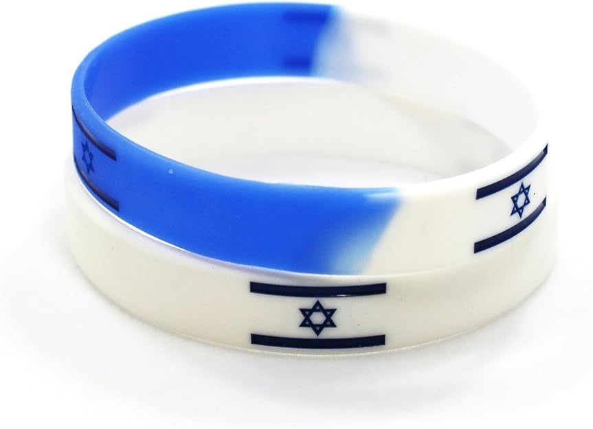 Country Flag Color Bracelet Israel Silicone Bracelet Blue White Bracelet Jewelry Gift for Sport Fans-A